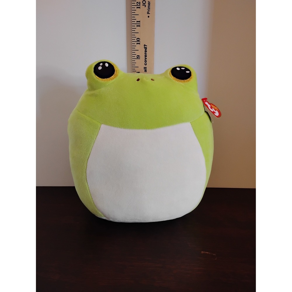 Ty Squishy Beanies Snapper the Frog 10 inch Green Plush Beanie Babies July 26